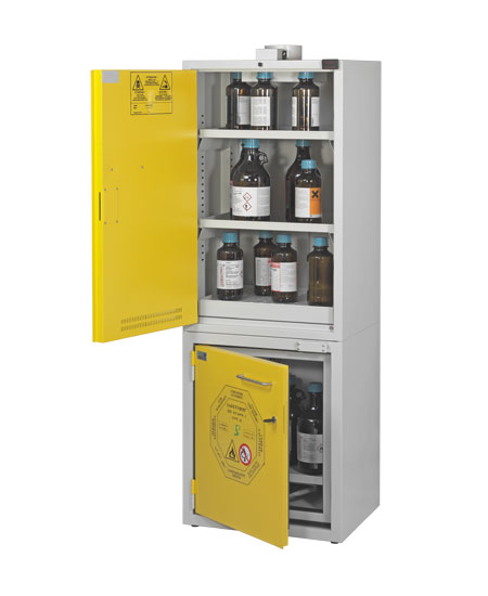 KEMFIRE 600 A (type A) безопасный шкаф для комбинированного хранения жидких и твердых кислот, щелочей и ЛВЖ